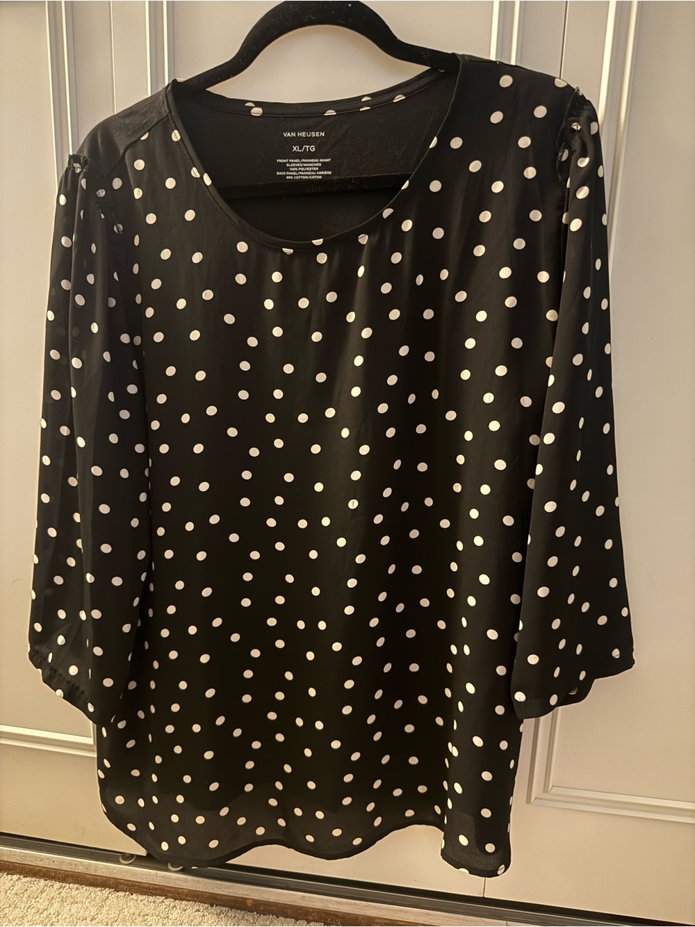 Van Heusen Black and White Polka Dot Blouse